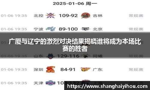 广厦与辽宁的激烈对决结果揭晓谁将成为本场比赛的胜者